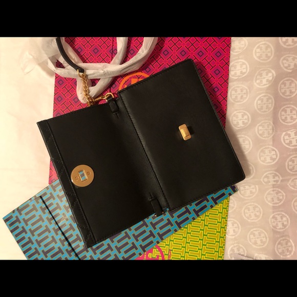 Authentic Tory Burch Georgia Quilted Turnlock Mini Black Leather Shoulder Bag. - Picture 5 of 8